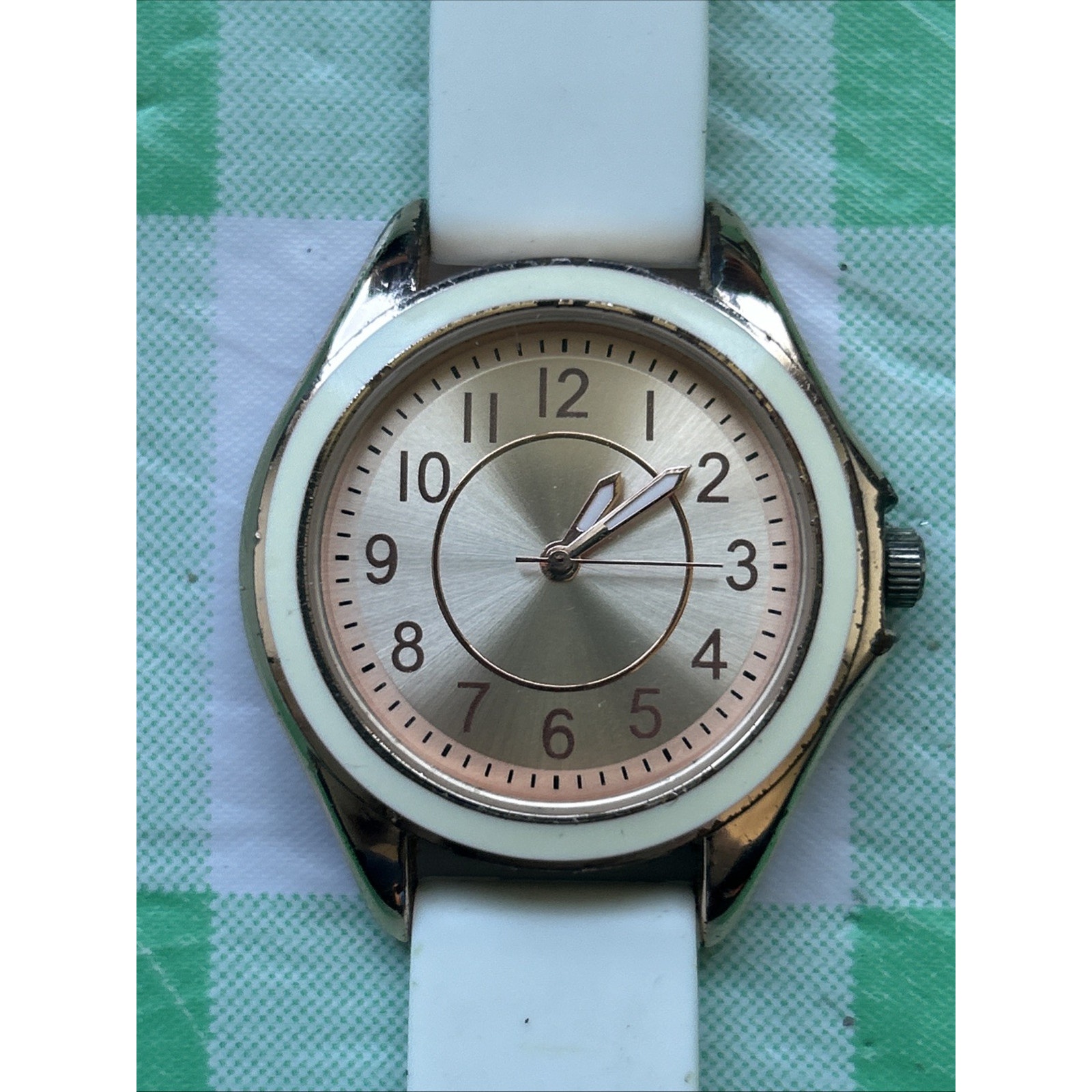 Rose Gold Tone White Band Women’s Quartz Watch